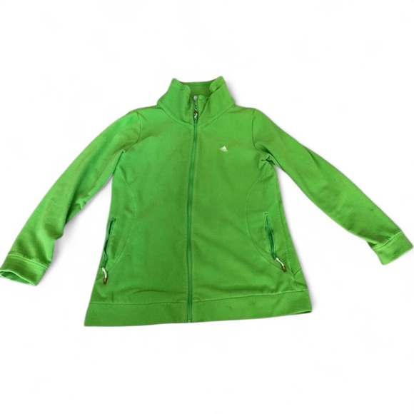 ADIDAS Size XL Bright Green Cozy Fleece Zip Up Jacket - Picture 9 of 9